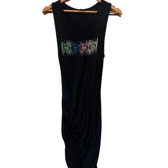 Bebe Black Ribbed Tank Dress Sleeveless Size Small - Picture 1 of 8